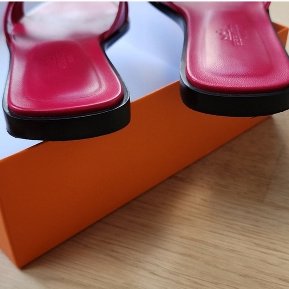 Hermès Rose Fuchsia Oran Sandals Size 37.5 - Picture 7 of 7
